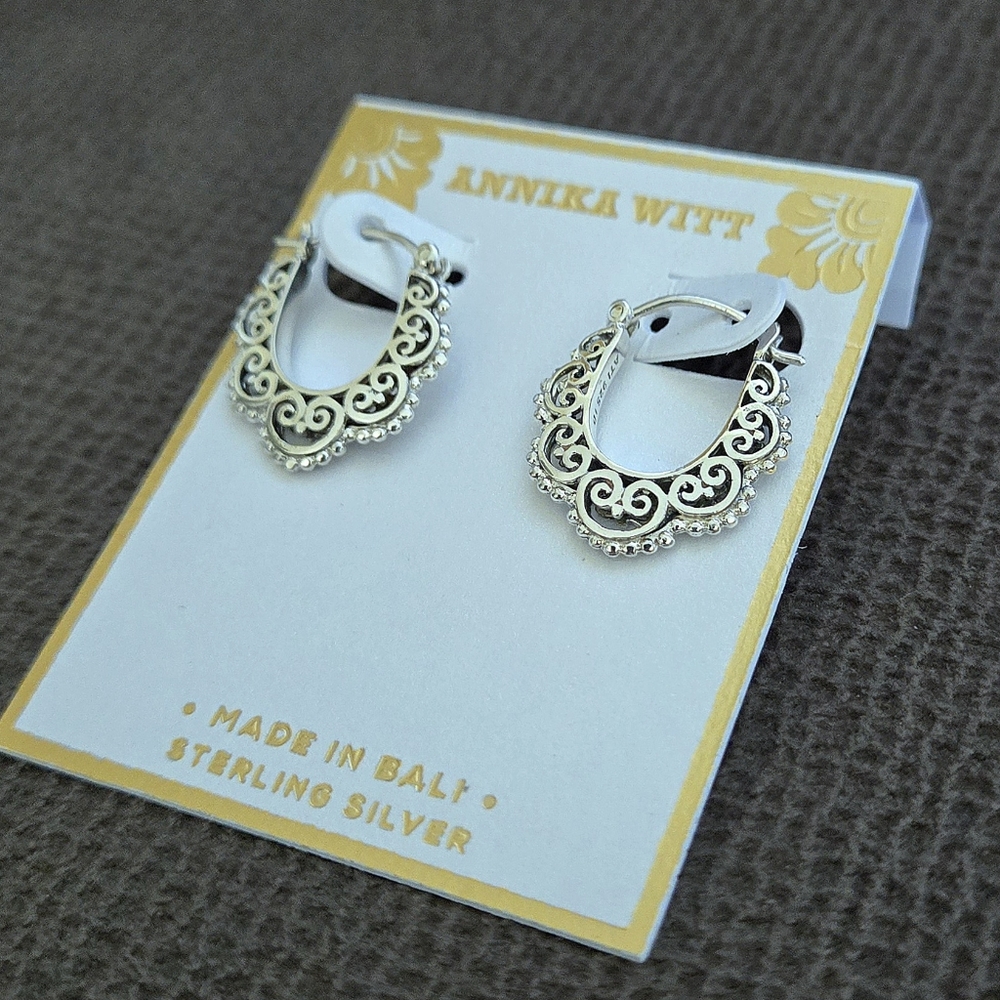 Annika Witt Small Sterling Silver🤍 Bali🇲🇨 Tribal Earrings - Picture 12 of 16